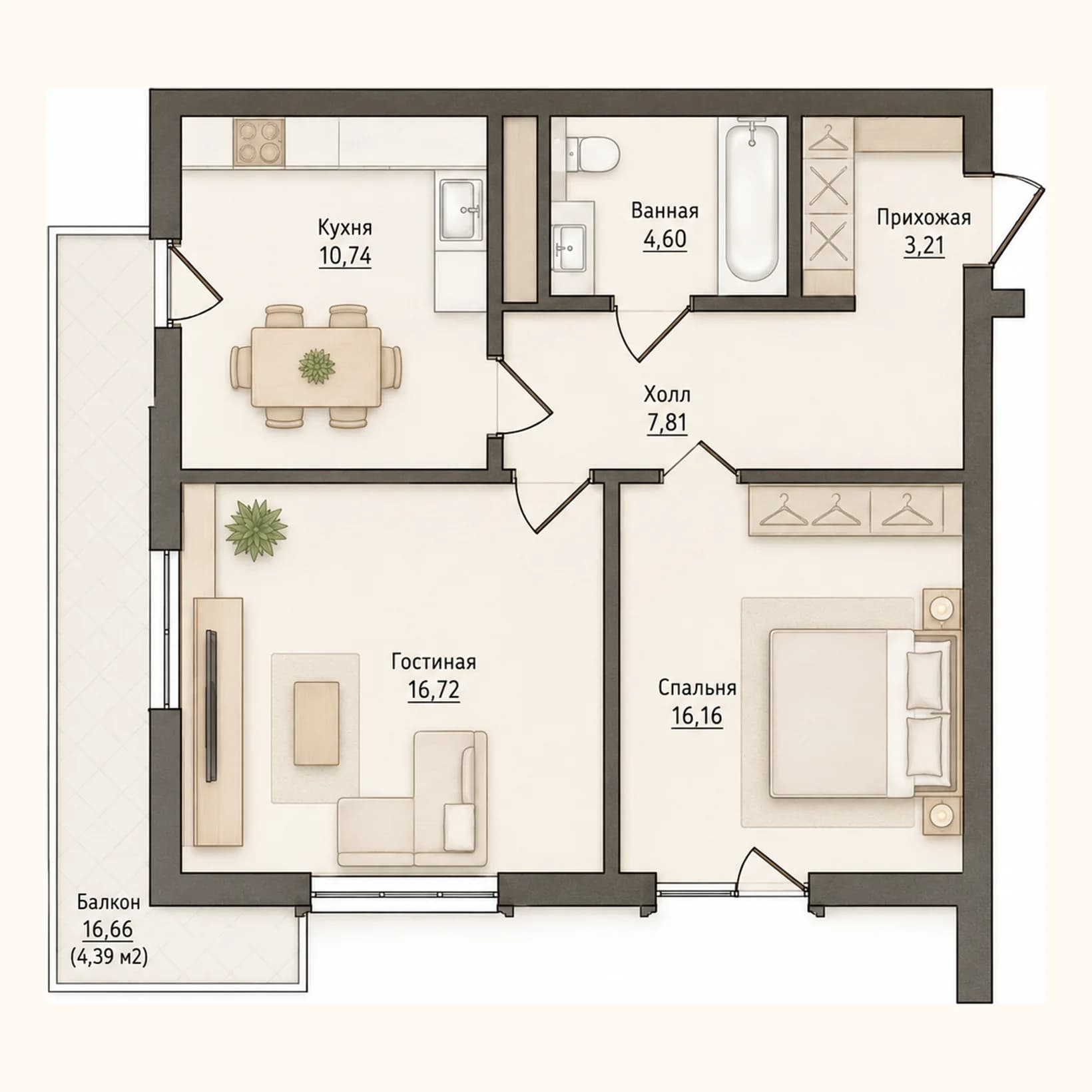 Планировка: План 4 · 63,63 м²