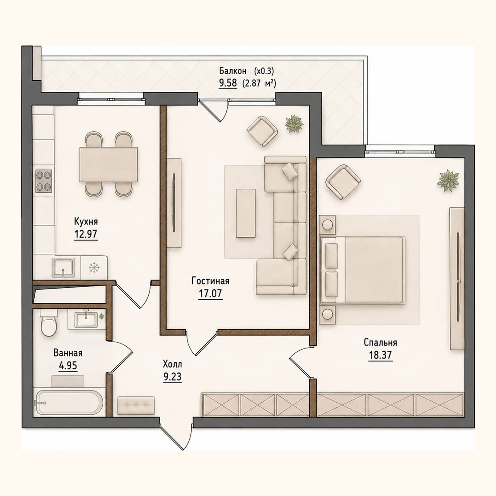 Планировка: План 5 · 65,46 м²