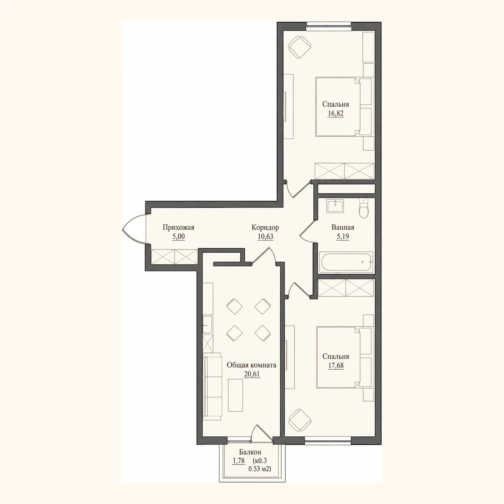 Планировка: План 8 · 76,46 м²