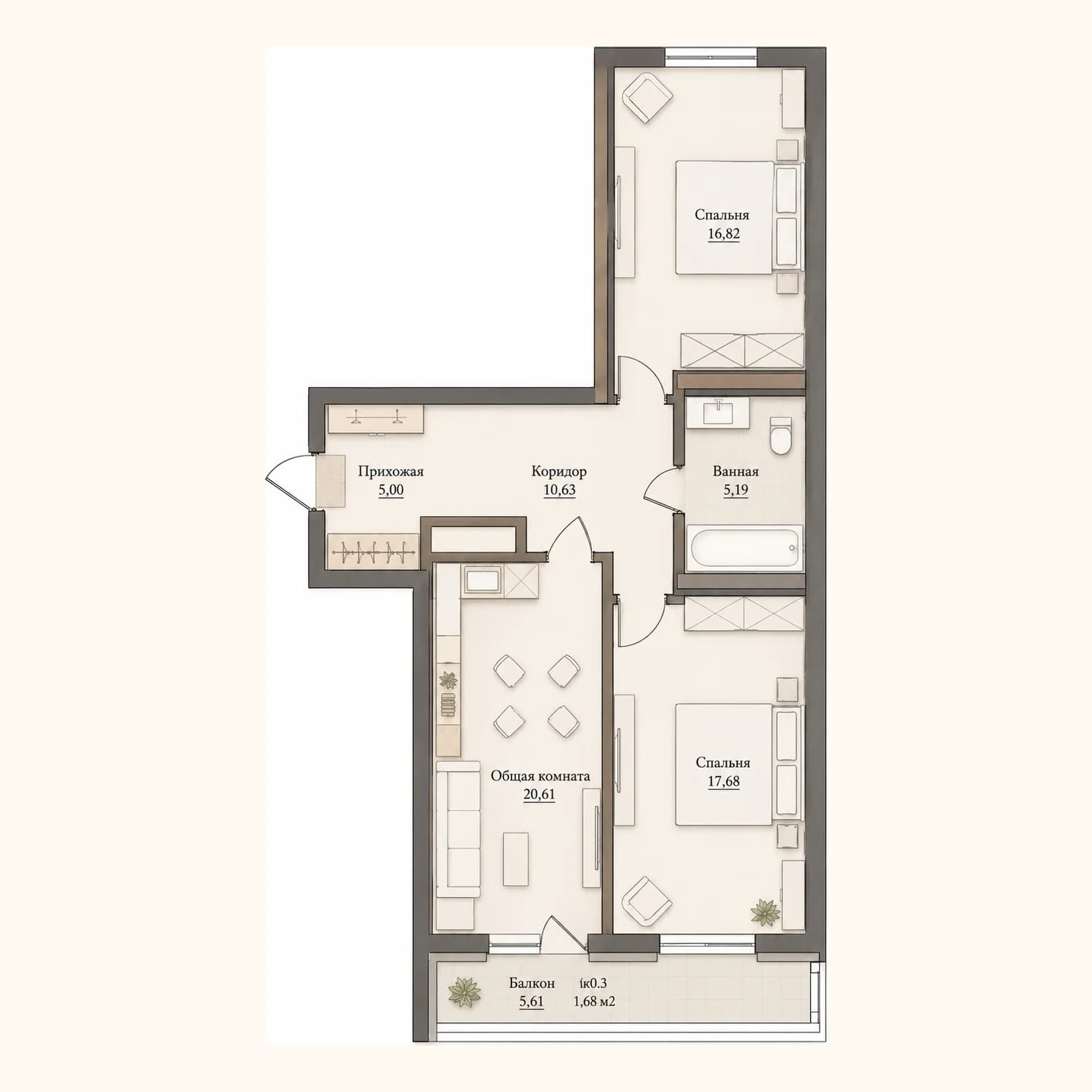 Планировка: План 9 · 77,61 м²