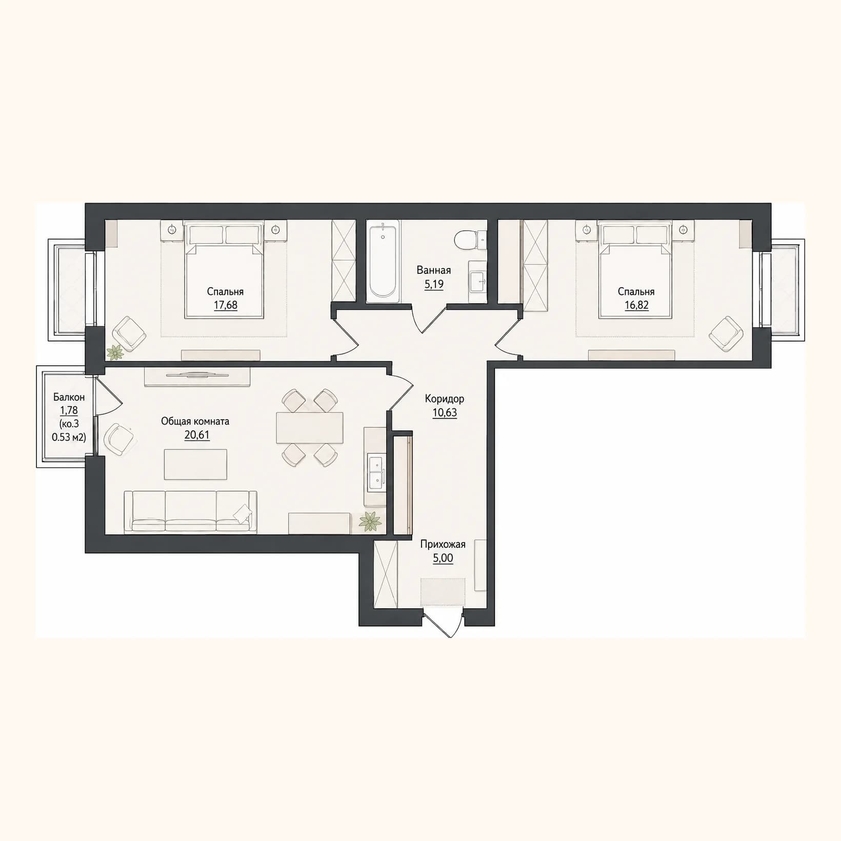 Планировка: План 11 · 76,46 м²