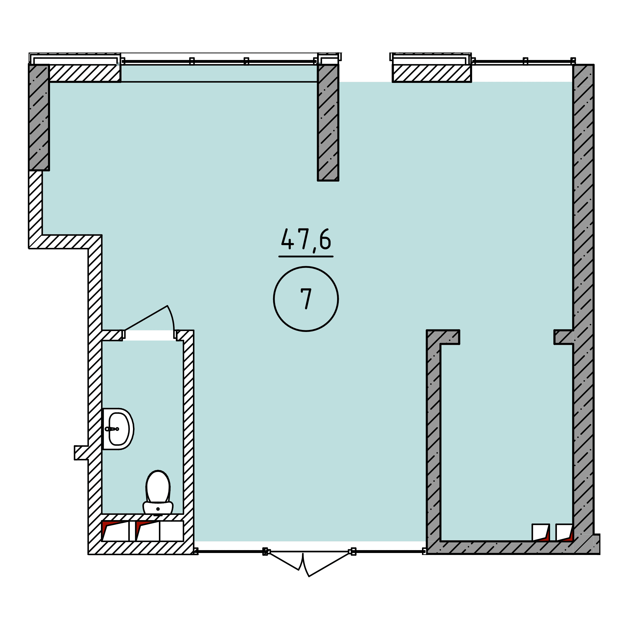 Планировка: Коммерческое помещение · 47,6 м²
