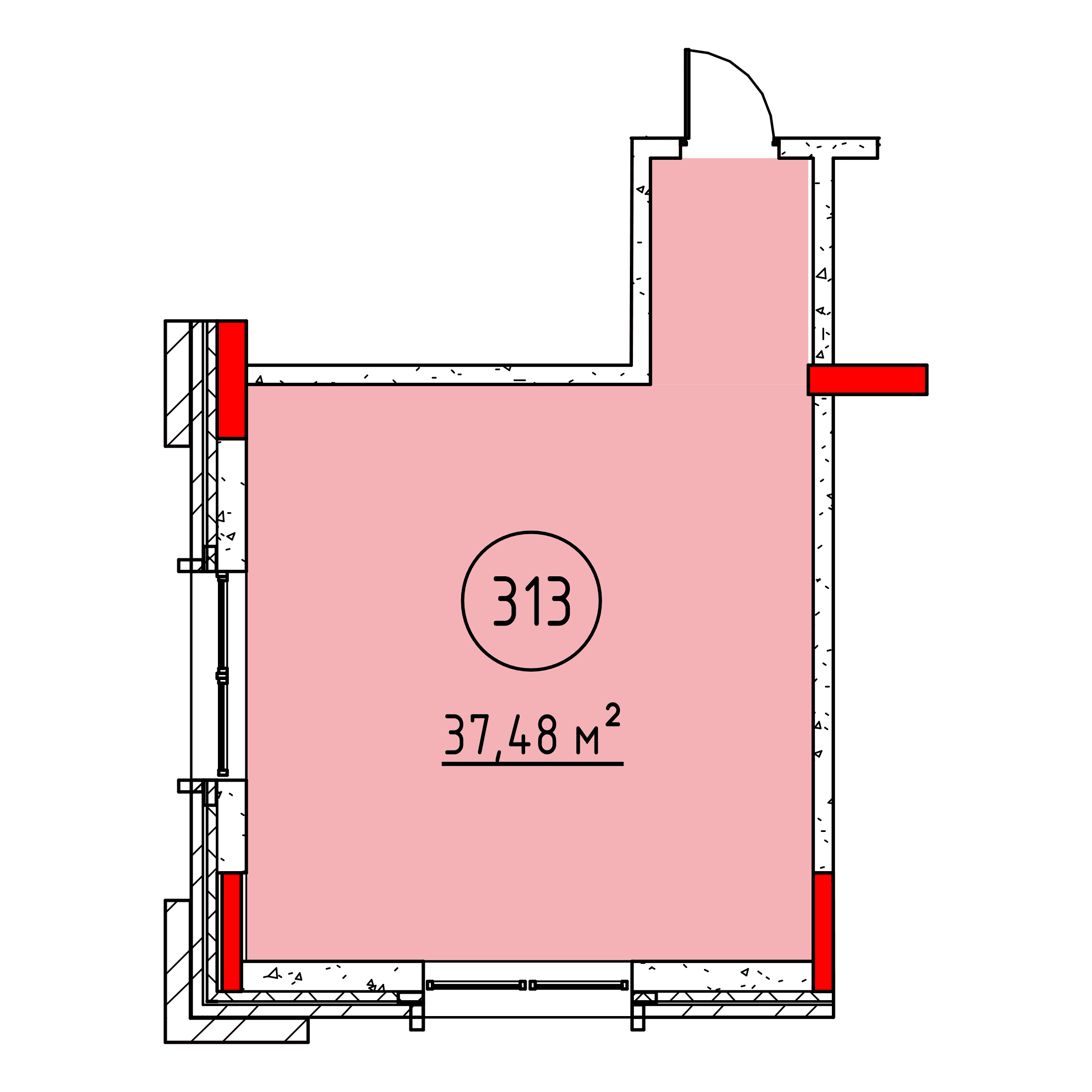 Планировка: Помещение №313 · 37,48 м²