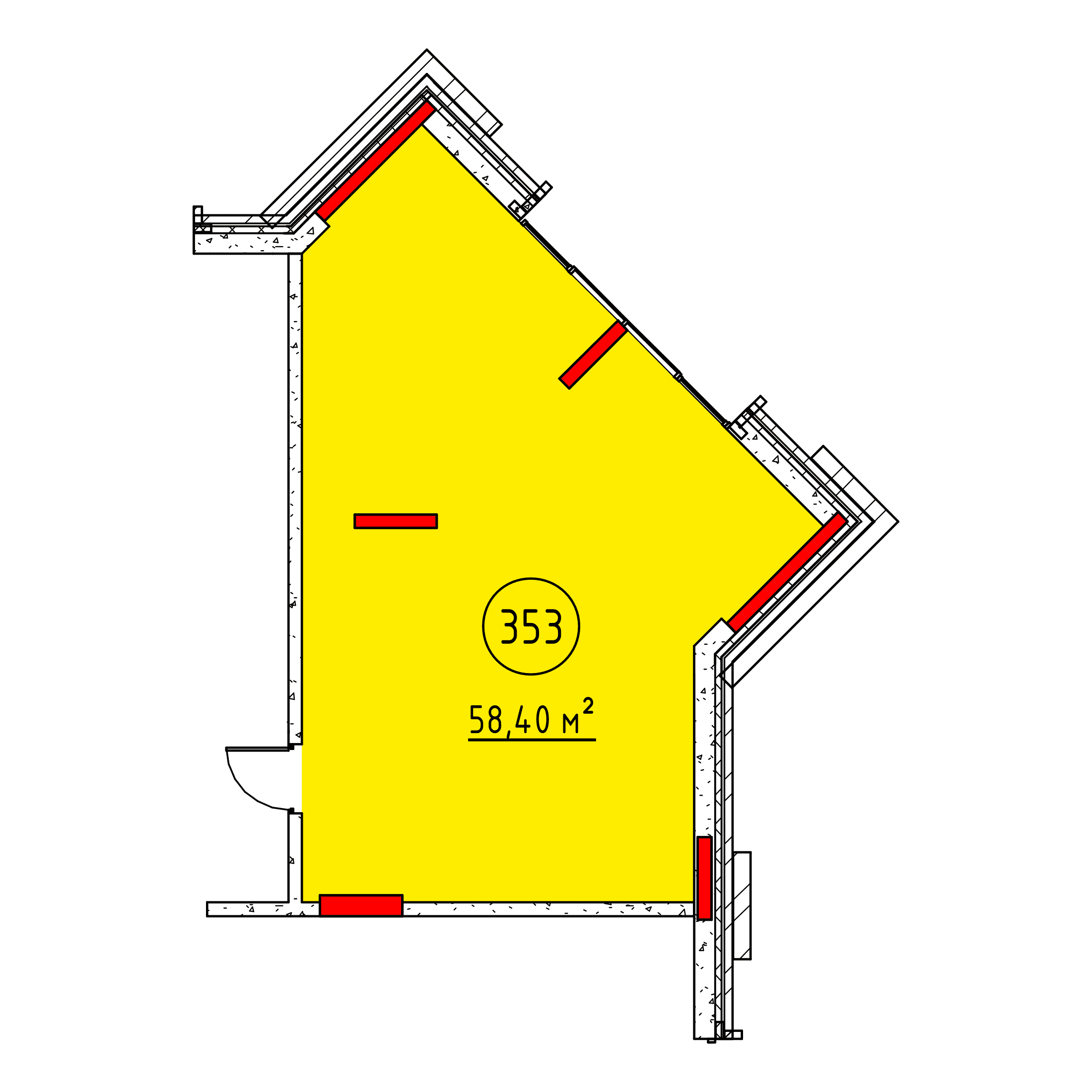 Планировка: Помещение №353 · 58,40 м²